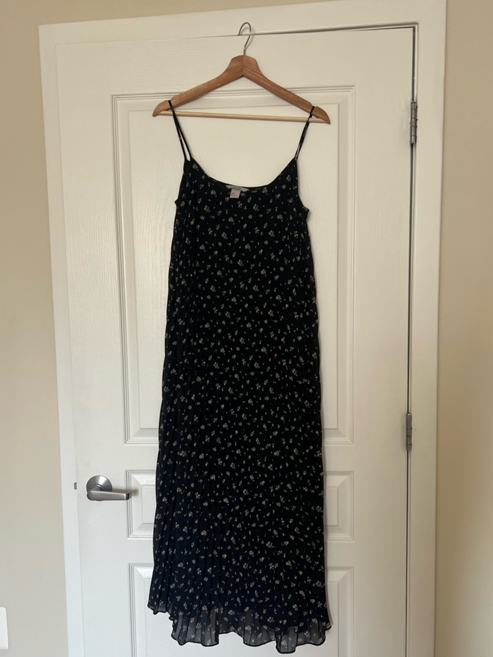 Black Floral Slip Dress - Lightweight Spaghetti Strap